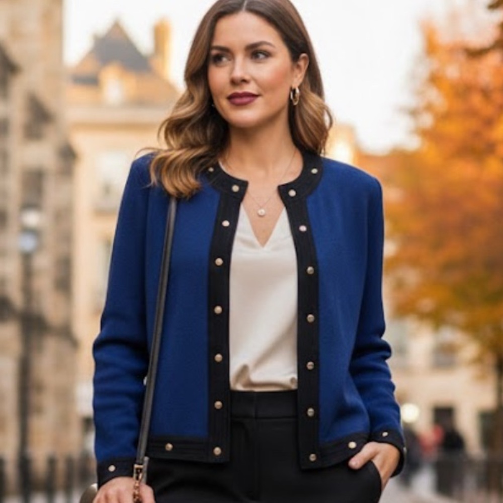 St. John Collection Studded jacket blue/black size 10